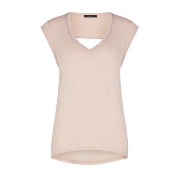 BCBGMAXAZRIA| Twist V Neck Back Cut out Tee Blush - Picture 3 of 15
